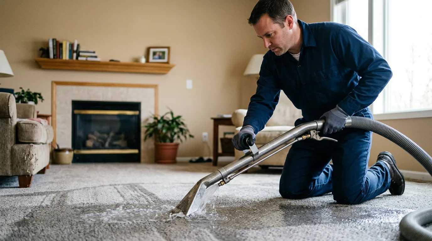 Water damage restoration technician working near Thorndale, TX